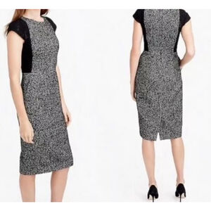 Women's J. Crew Lace and Tweed Wool Sheath Dress Size 0 Black and White